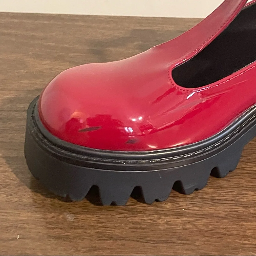 Dream Pairs Patent Look Reddish Mary Janes Lug Soles Sz 9